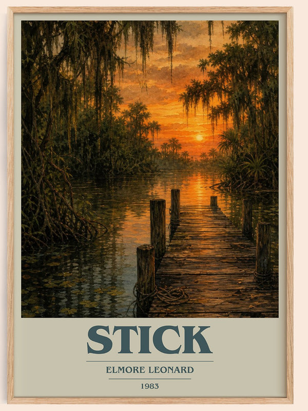 Stick book cover book poster by Elmore Leonard – framed literary art print