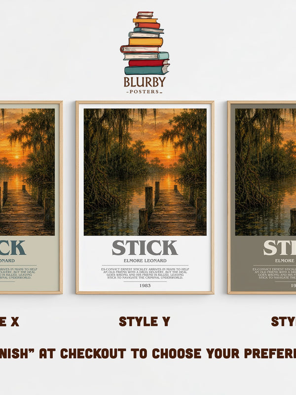 Stick bookish print in frame leaning in hallway – crime wall art