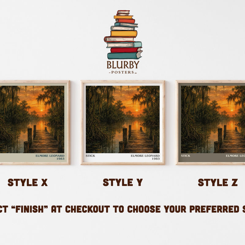 Stick literary print in frame leaning in hallway – crime wall art