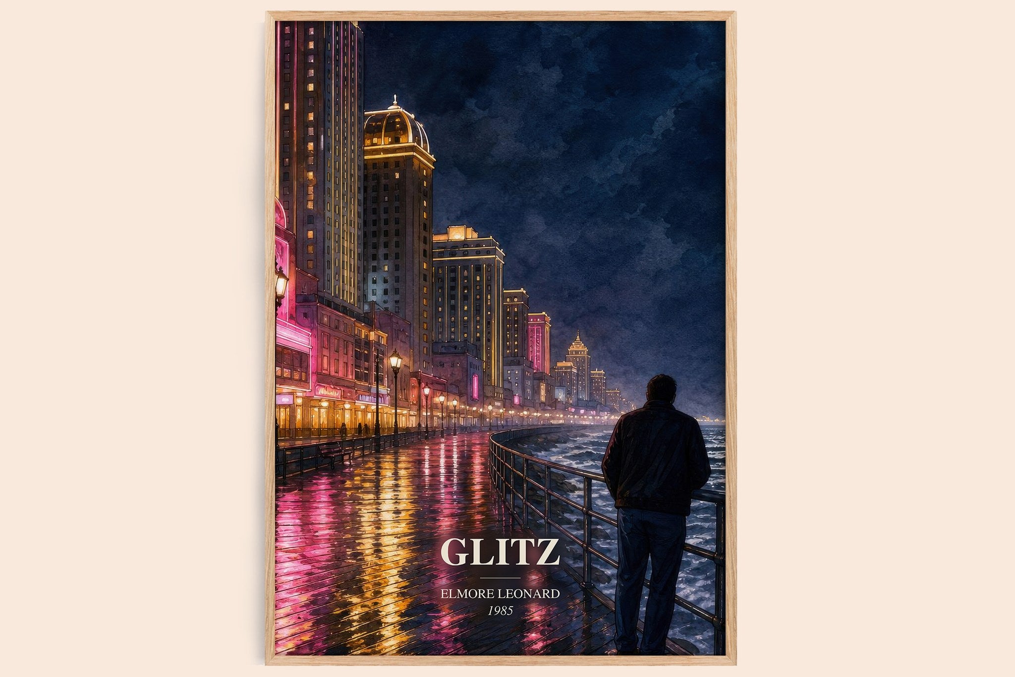 Glitz Book Watercolour Illustration by Elmore Leonard
