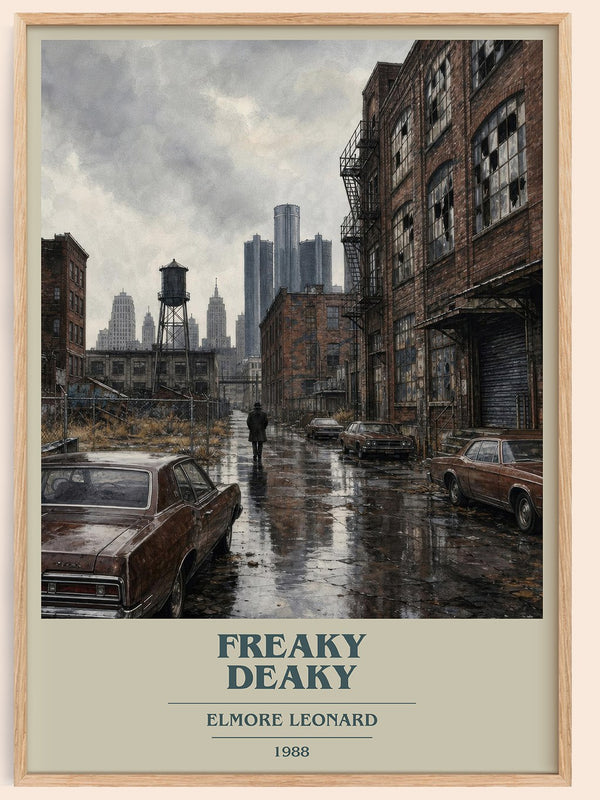 Freaky Deaky book cover book poster by Elmore Leonard – framed literary art print