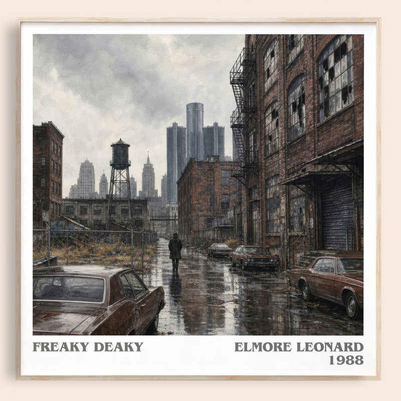 Freaky Deaky literary book poster by Elmore Leonard – framed literary art print