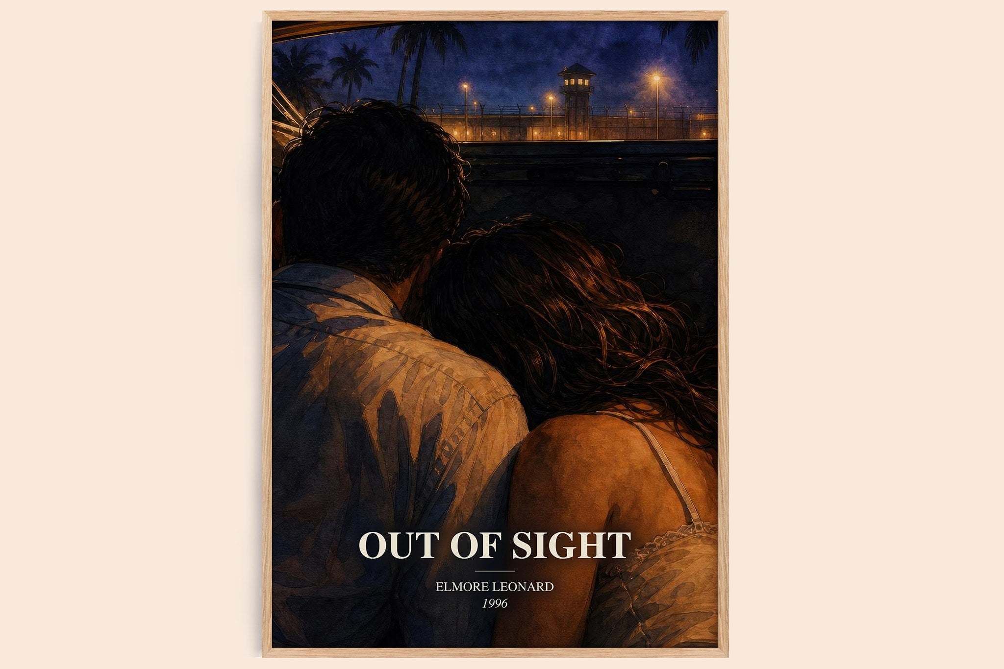 Out of Sight Book Watercolour Illustration by Elmore Leonard