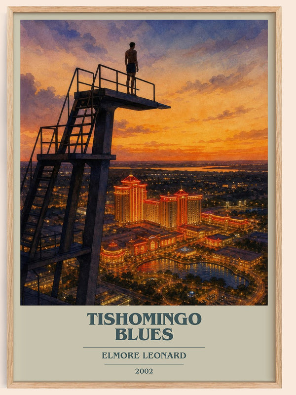 Tishomingo Blues book cover book poster by Elmore Leonard – framed literary art print