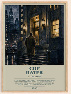 Cop Hater bookish book poster by Ed McBain – framed literary art print