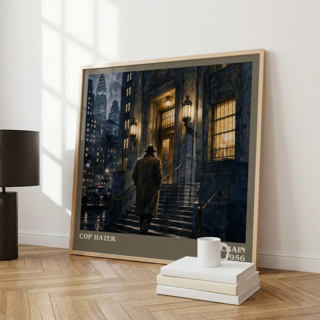 Cop Hater literary print framed by window – literary home decor
