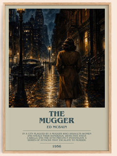 The Mugger bookish book poster by Ed McBain – framed literary art print