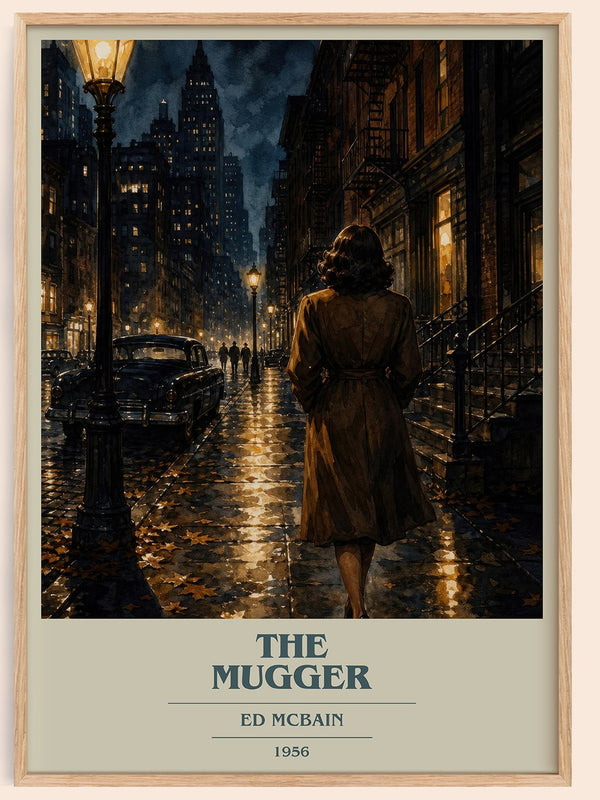 The Mugger book cover book poster by Ed McBain – framed literary art print