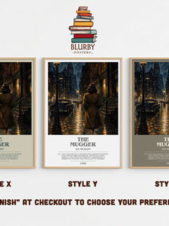The Mugger bookish print in frame leaning in hallway – crime wall art