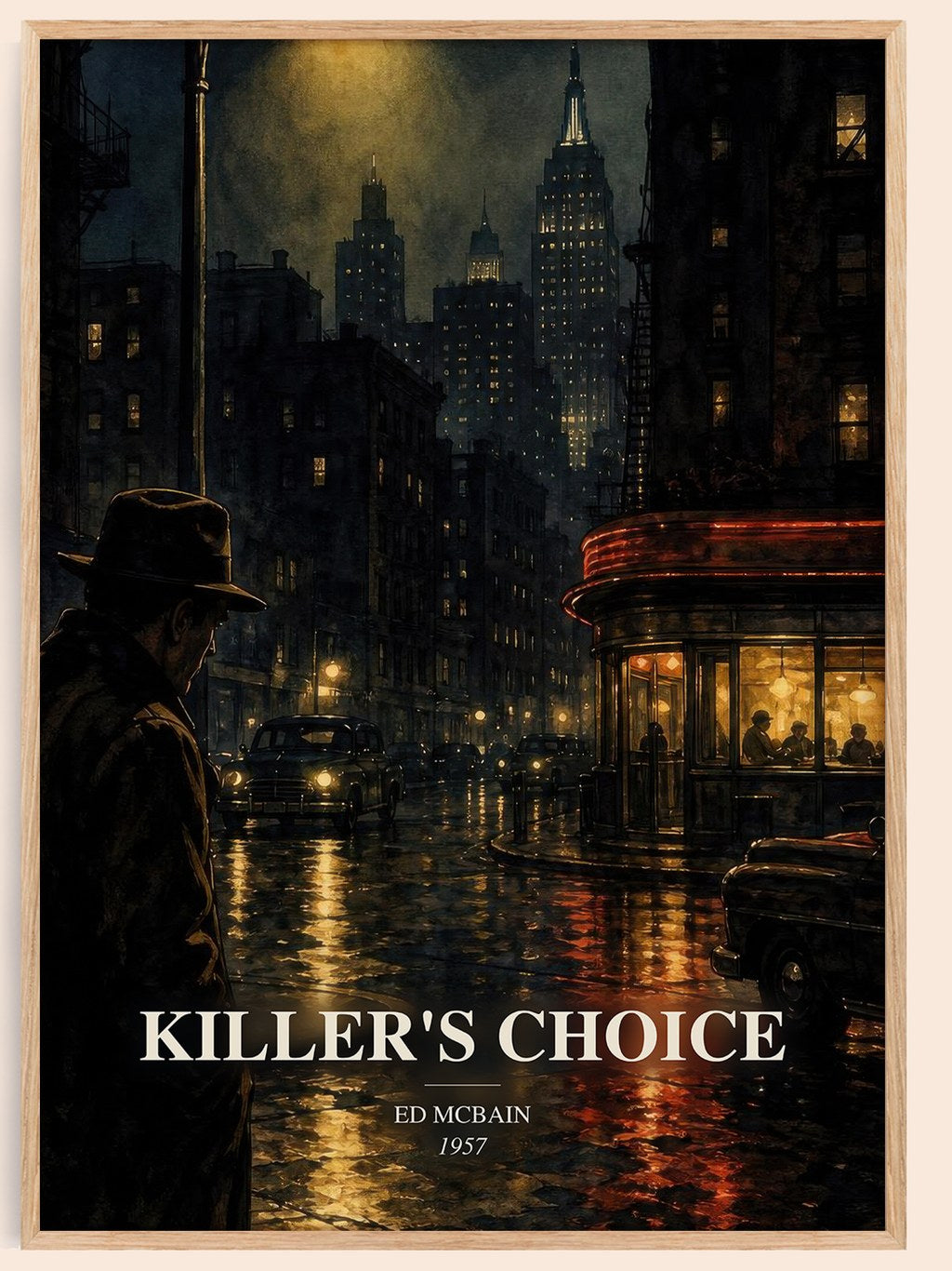 Killer's Choice watercolour book poster by Ed McBain – framed literary art print