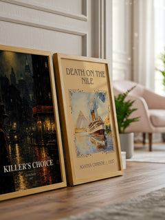 Killer's Choice watercolour print framed by window – literary home decor
