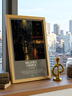 Killer's Choice bookish print framed by window – literary home decor