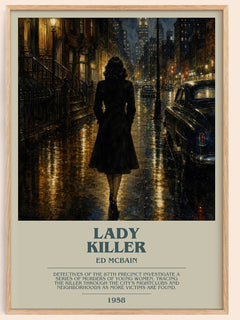 Lady Killer bookish book poster by Ed McBain – framed literary art print