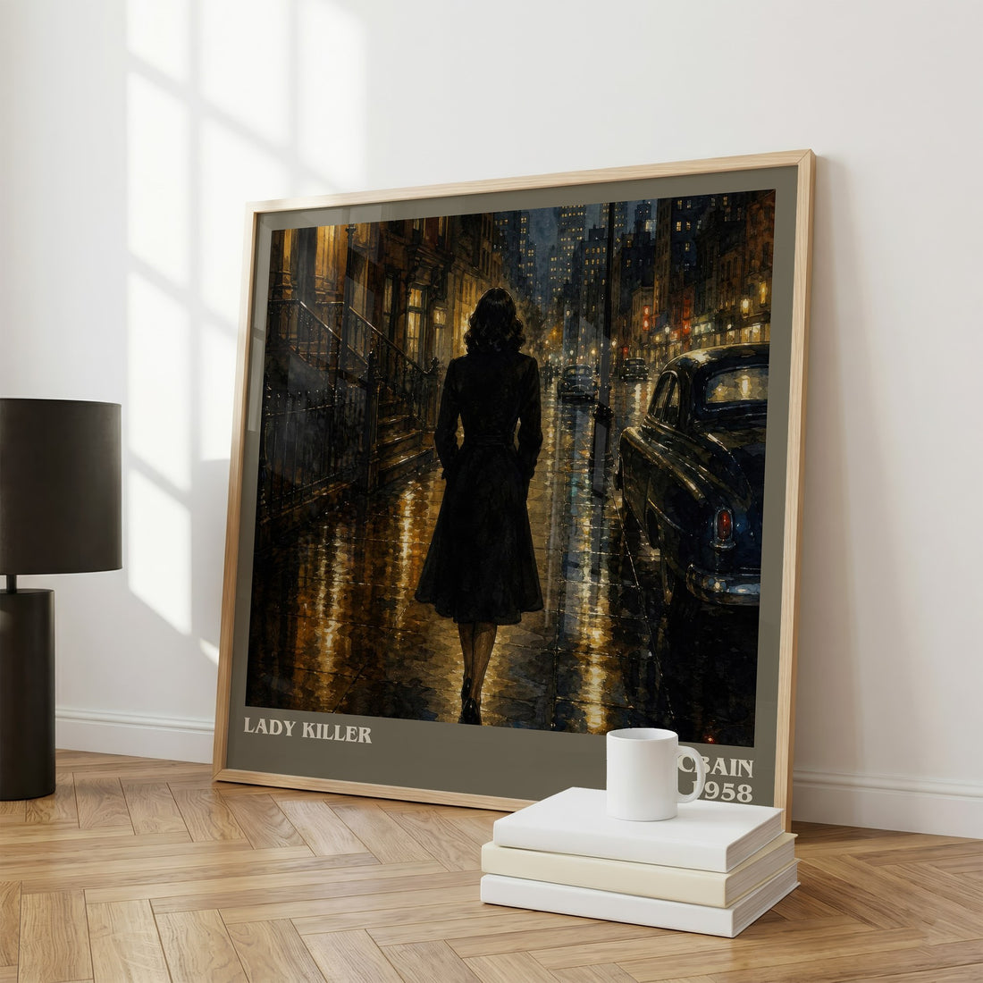 Lady Killer literary print framed by window – literary home decor