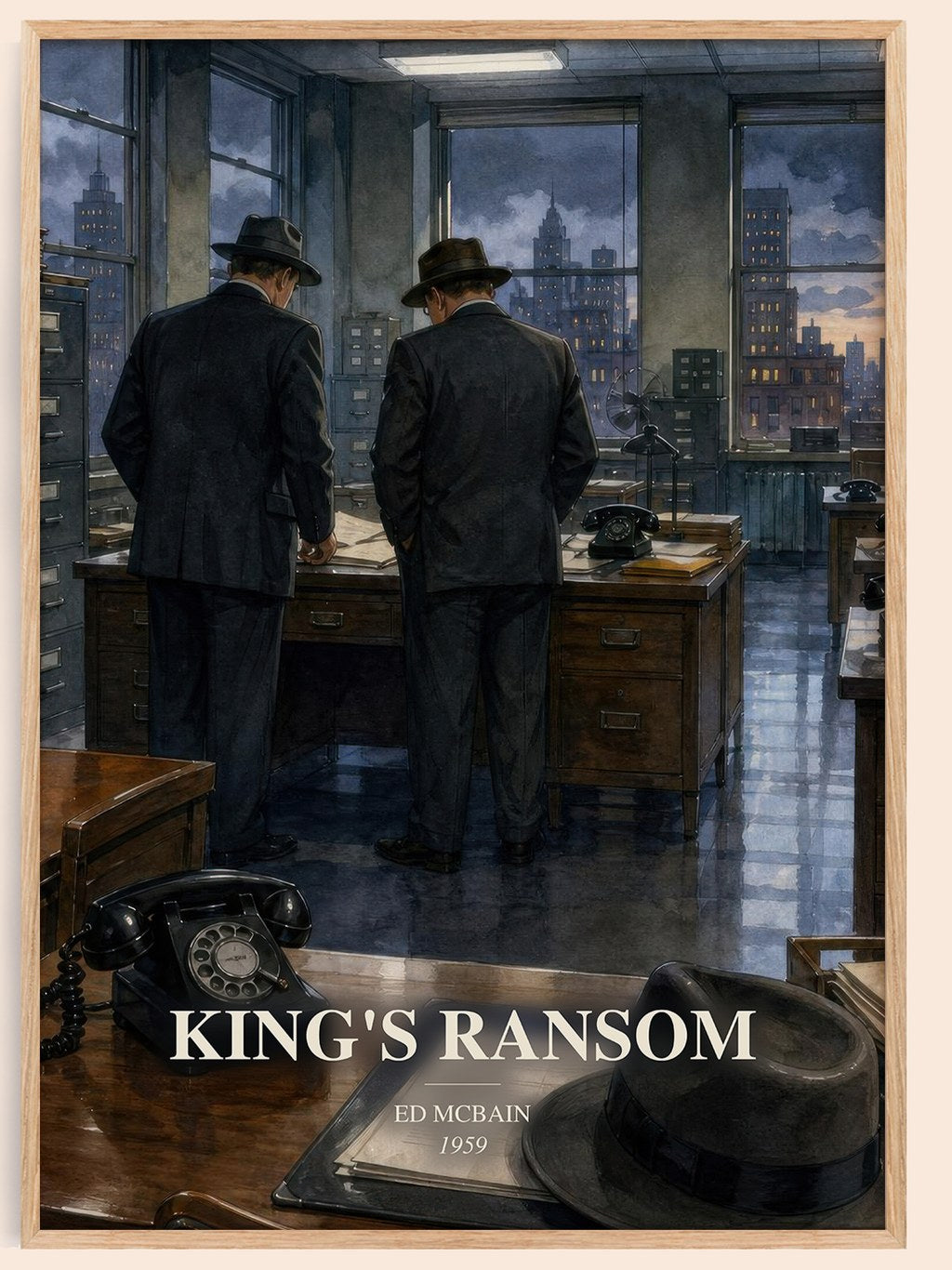King's Ransom watercolour book poster by Ed McBain – framed literary art print