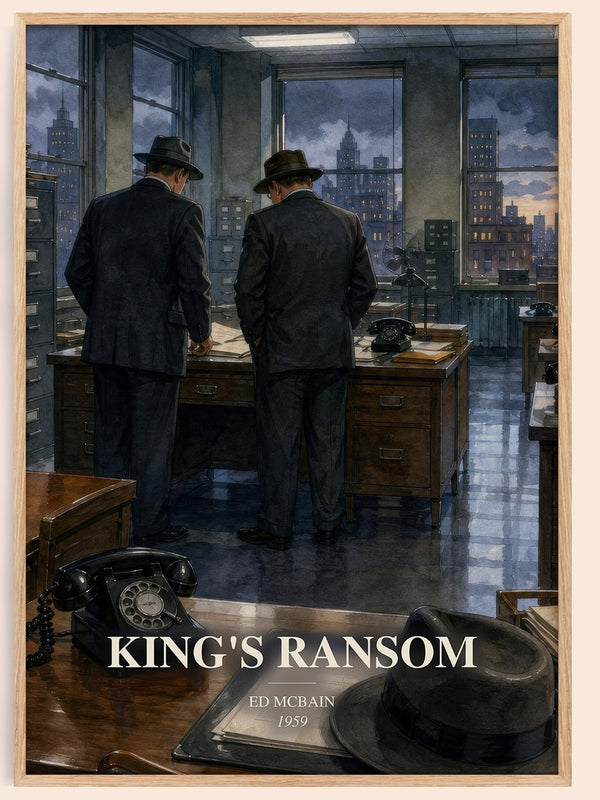 King's Ransom watercolour book poster by Ed McBain – framed literary art print