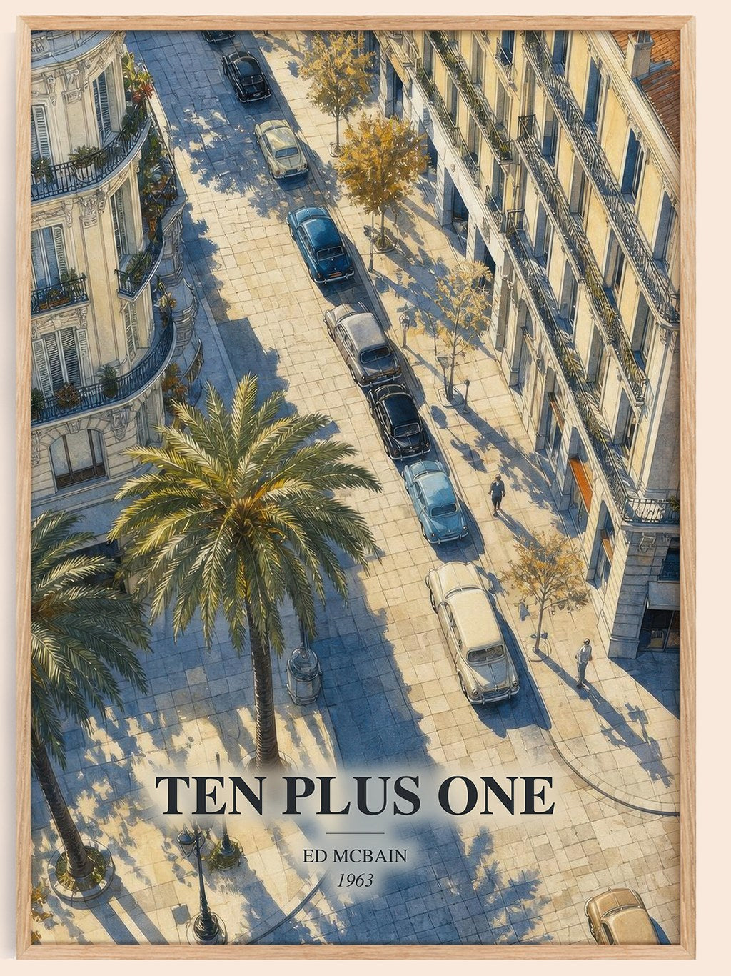 Ten Plus One watercolour book poster by Ed McBain – framed literary art print