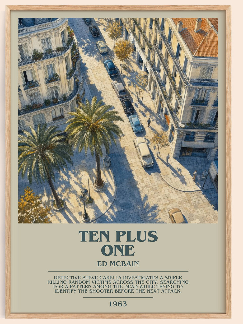 Ten Plus One bookish book poster by Ed McBain – framed literary art print
