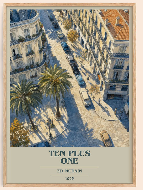 Ten Plus One book cover book poster by Ed McBain – framed literary art print