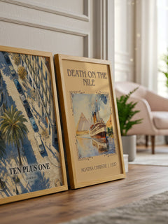Ten Plus One watercolour print framed by window – literary home decor