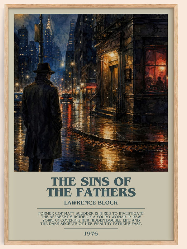 The Sins of the Fathers bookish book poster by Lawrence Block – framed literary art print