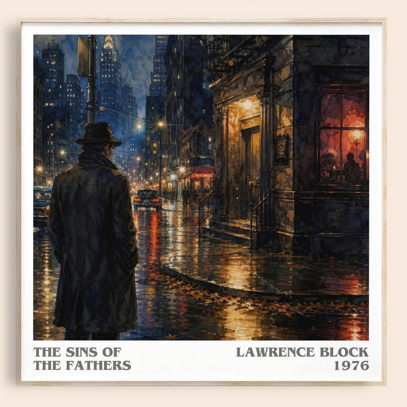 The Sins of the Fathers literary book poster by Lawrence Block – framed literary art print