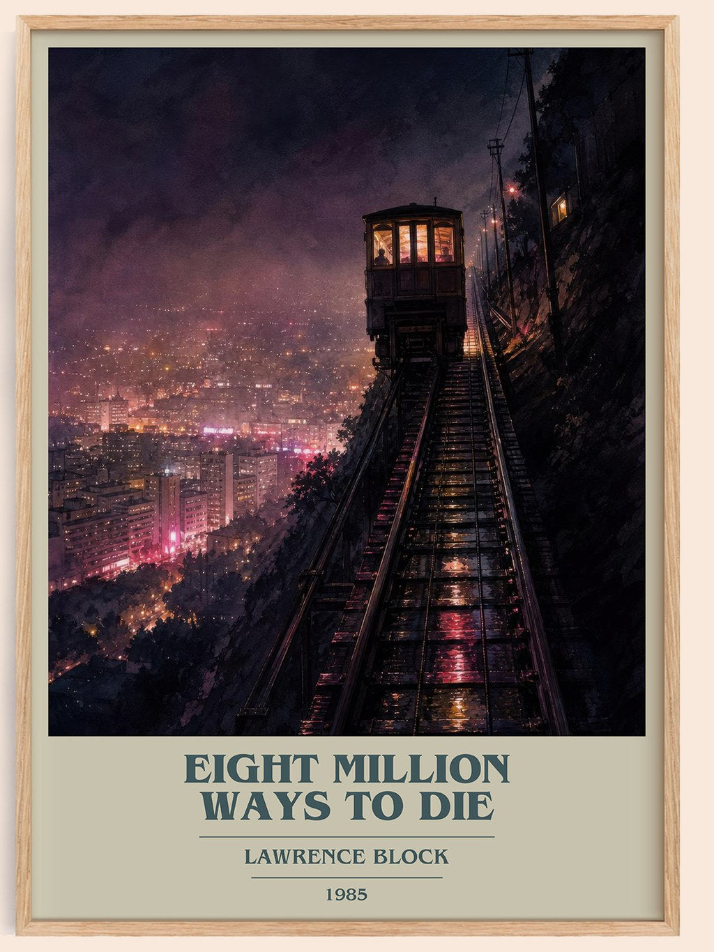 Eight Million Ways to Die book cover book poster by Lawrence Block – framed literary art print
