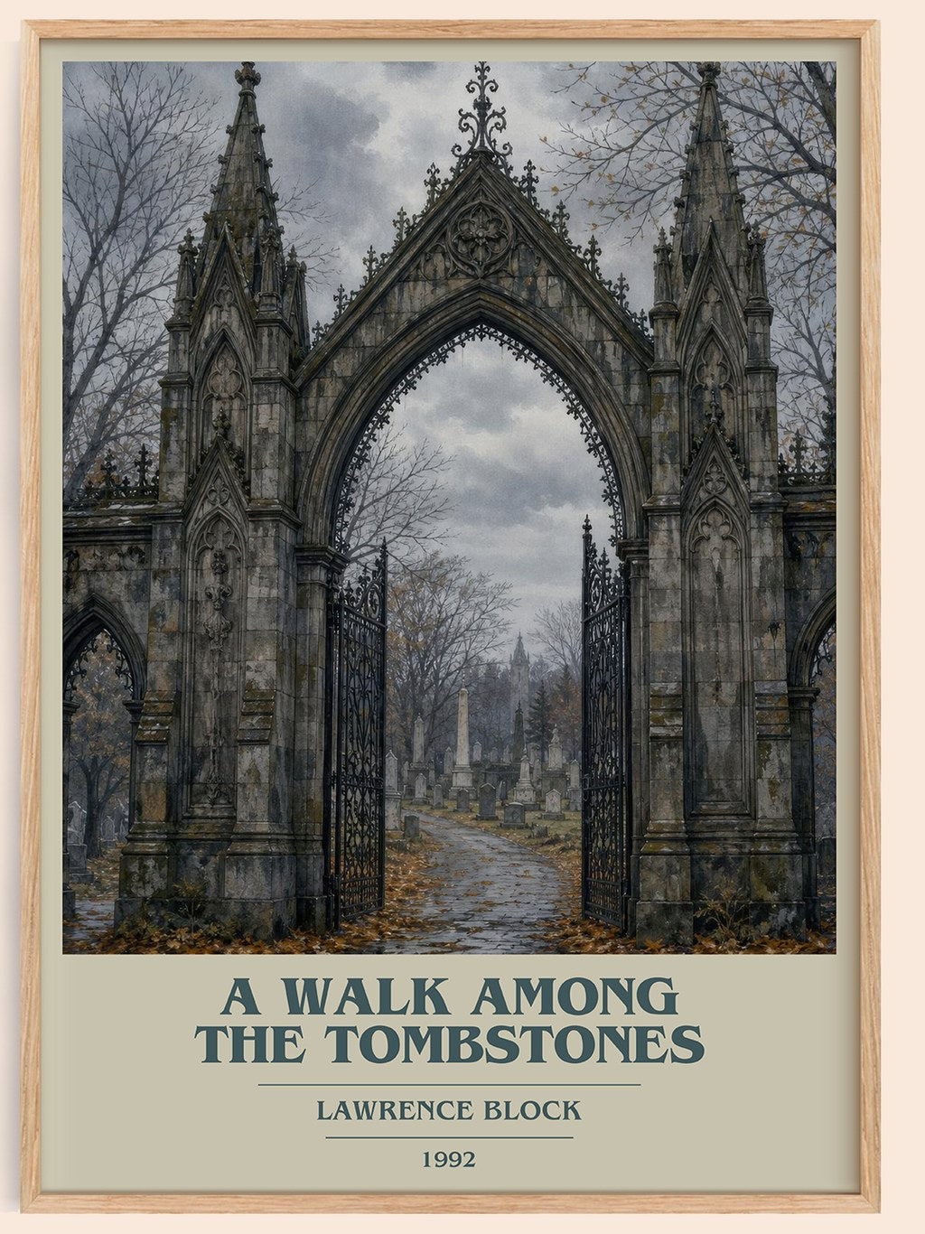A Walk Among the Tombstones book cover book poster by Lawrence Block – framed literary art print