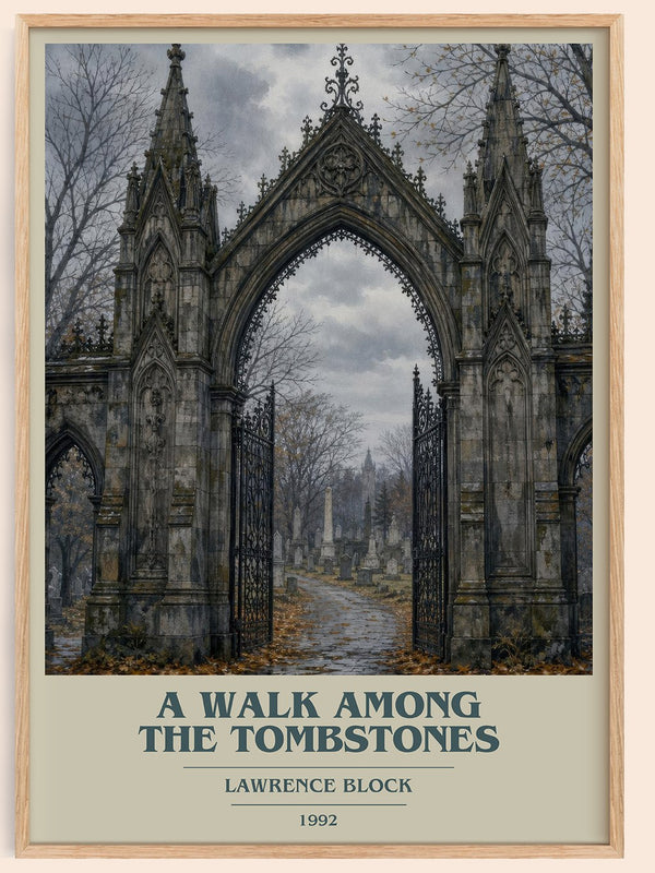 A Walk Among the Tombstones book cover book poster by Lawrence Block – framed literary art print