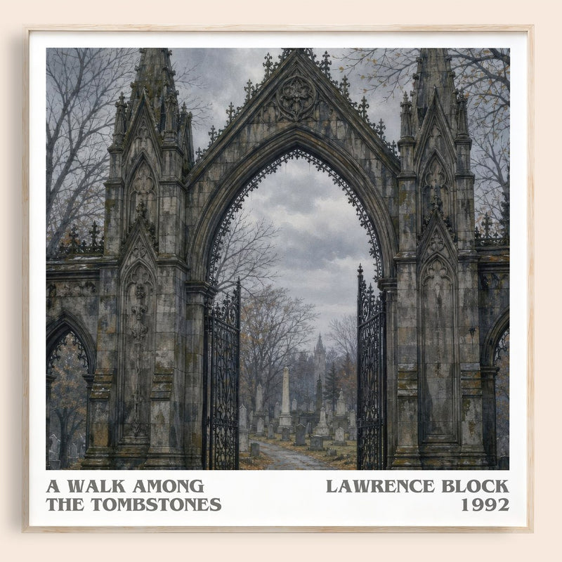 A Walk Among the Tombstones literary book poster by Lawrence Block – framed literary art print