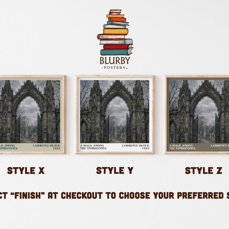 A Walk Among the Tombstones literary print in frame leaning in hallway – crime wall art