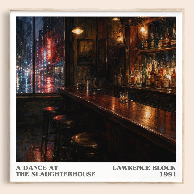 A Dance at the Slaughterhouse literary book poster by Lawrence Block – framed literary art print