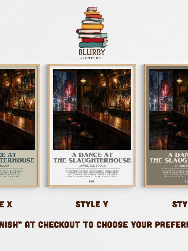 A Dance at the Slaughterhouse bookish print in frame leaning in hallway – crime wall art
