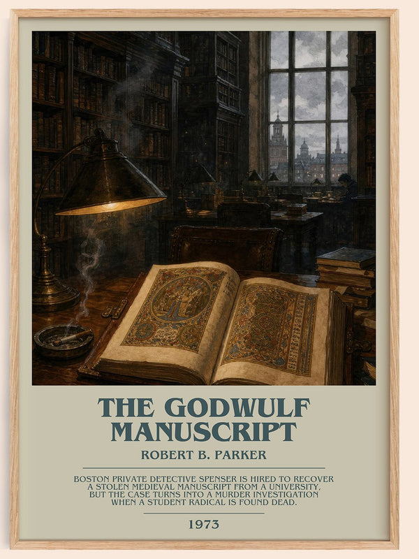 The Godwulf Manuscript bookish book poster by Robert B. Parker – framed literary art print