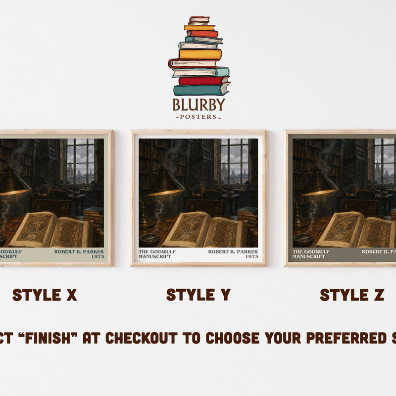 The Godwulf Manuscript literary print in frame leaning in hallway – crime wall art