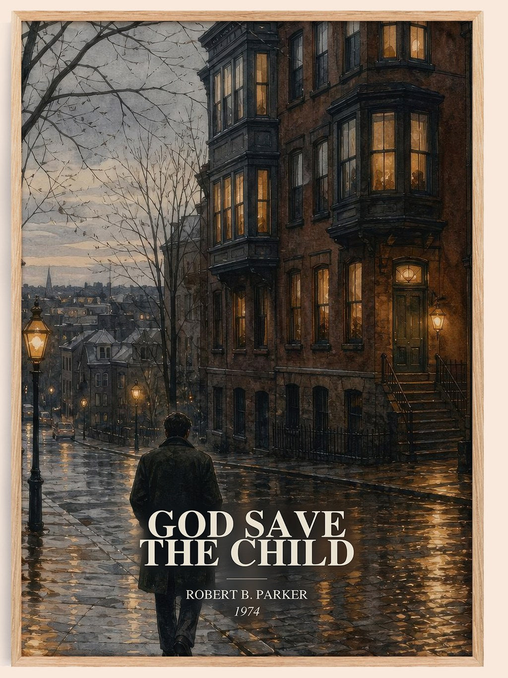 God Save the Child watercolour book poster by Robert B. Parker – framed literary art print