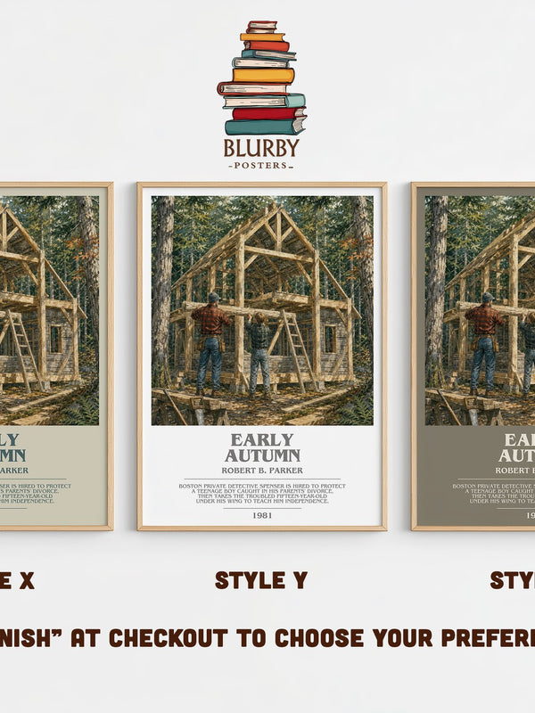 Early Autumn bookish print in frame leaning in hallway – mystery wall art