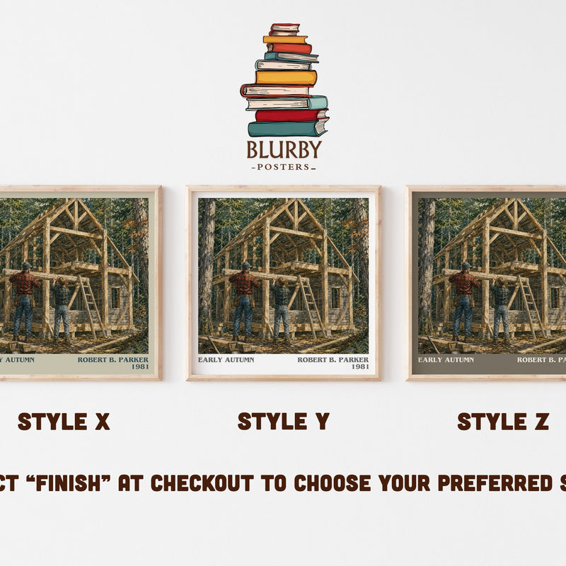 Early Autumn literary print in frame leaning in hallway – mystery wall art