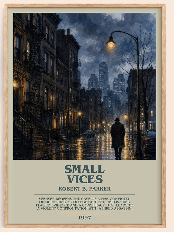 Small Vices bookish book poster by Robert B. Parker – framed literary art print
