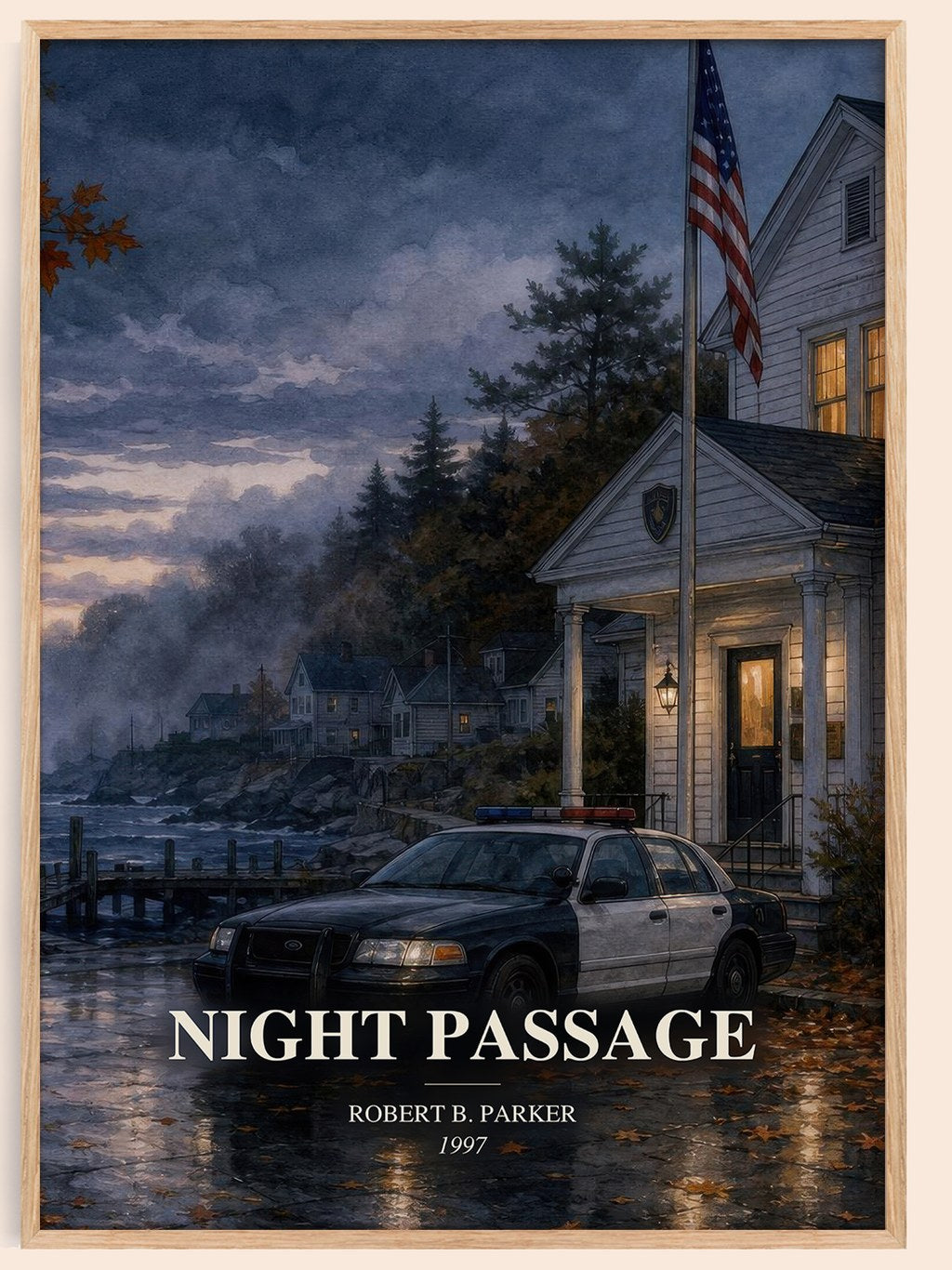 Night Passage watercolour book poster by Robert B. Parker – framed literary art print