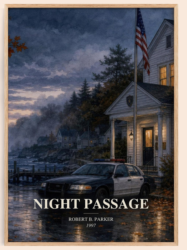 Night Passage watercolour book poster by Robert B. Parker – framed literary art print