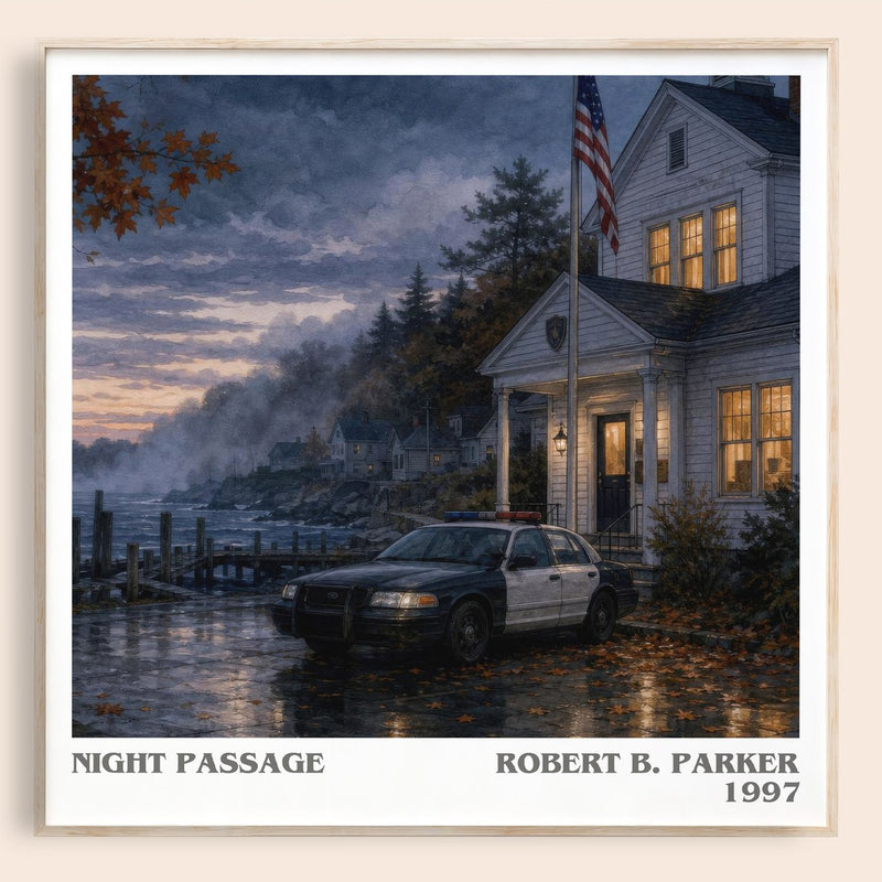 Night Passage literary book poster by Robert B. Parker – framed literary art print
