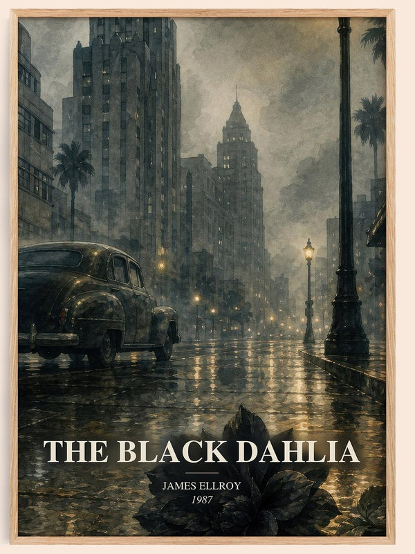 The Black Dahlia watercolour book poster by James Ellroy – framed literary art print