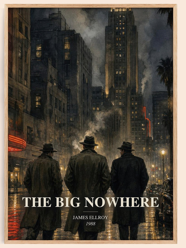The Big Nowhere watercolour book poster by James Ellroy – framed literary art print