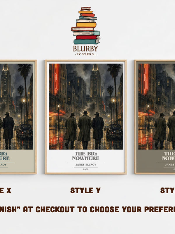The Big Nowhere book cover print in frame leaning in hallway – crime wall art