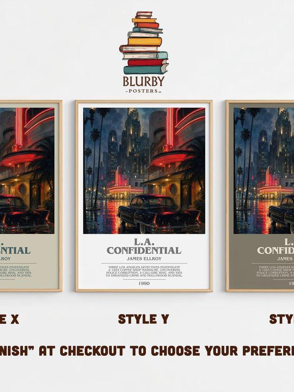 L.A. Confidential bookish print in frame leaning in hallway – crime wall art