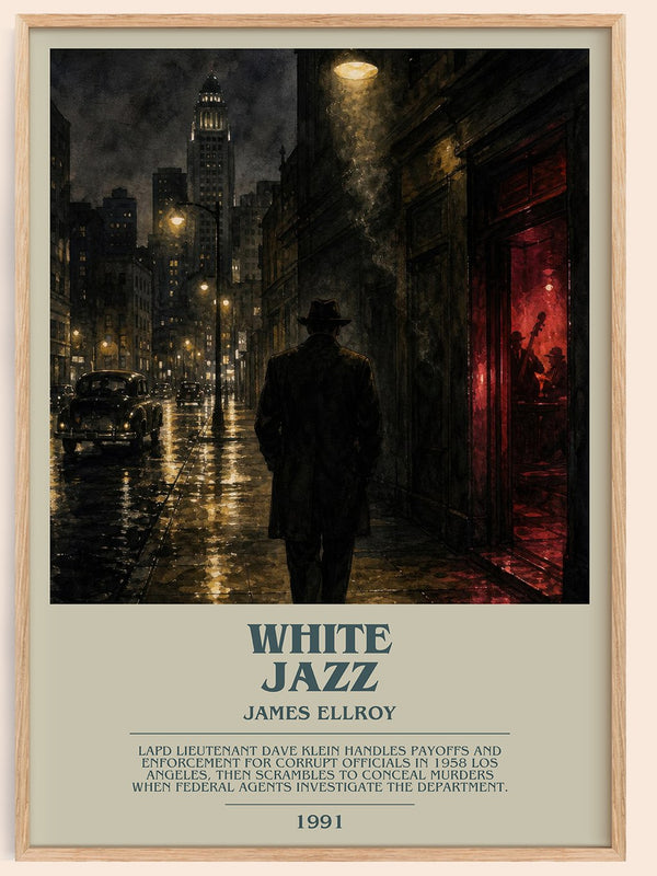 White Jazz bookish book poster by James Ellroy – framed literary art print