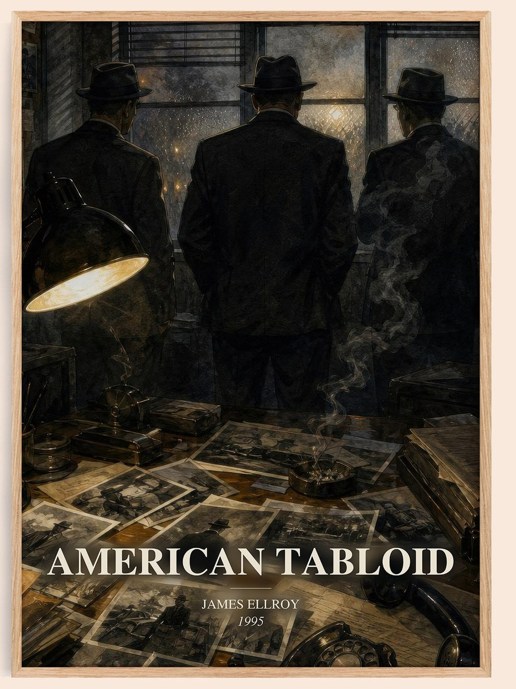 American Tabloid watercolour book poster by James Ellroy – framed literary art print