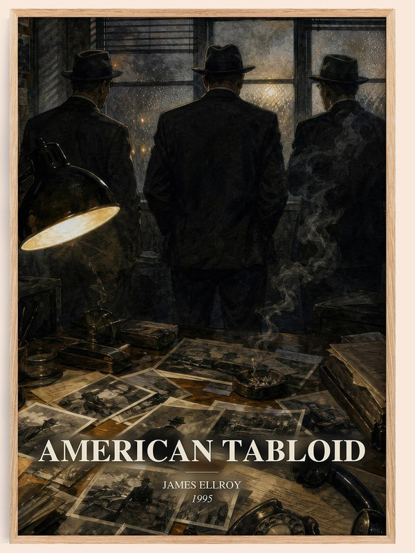American Tabloid watercolour book poster by James Ellroy – framed literary art print