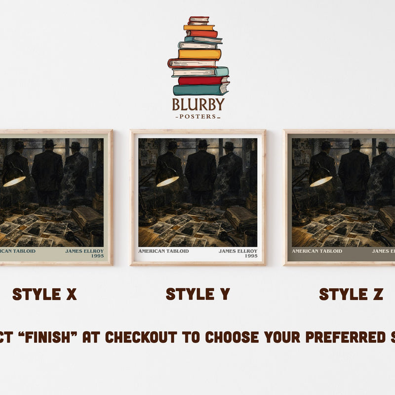 American Tabloid literary print in frame leaning in hallway – crime wall art